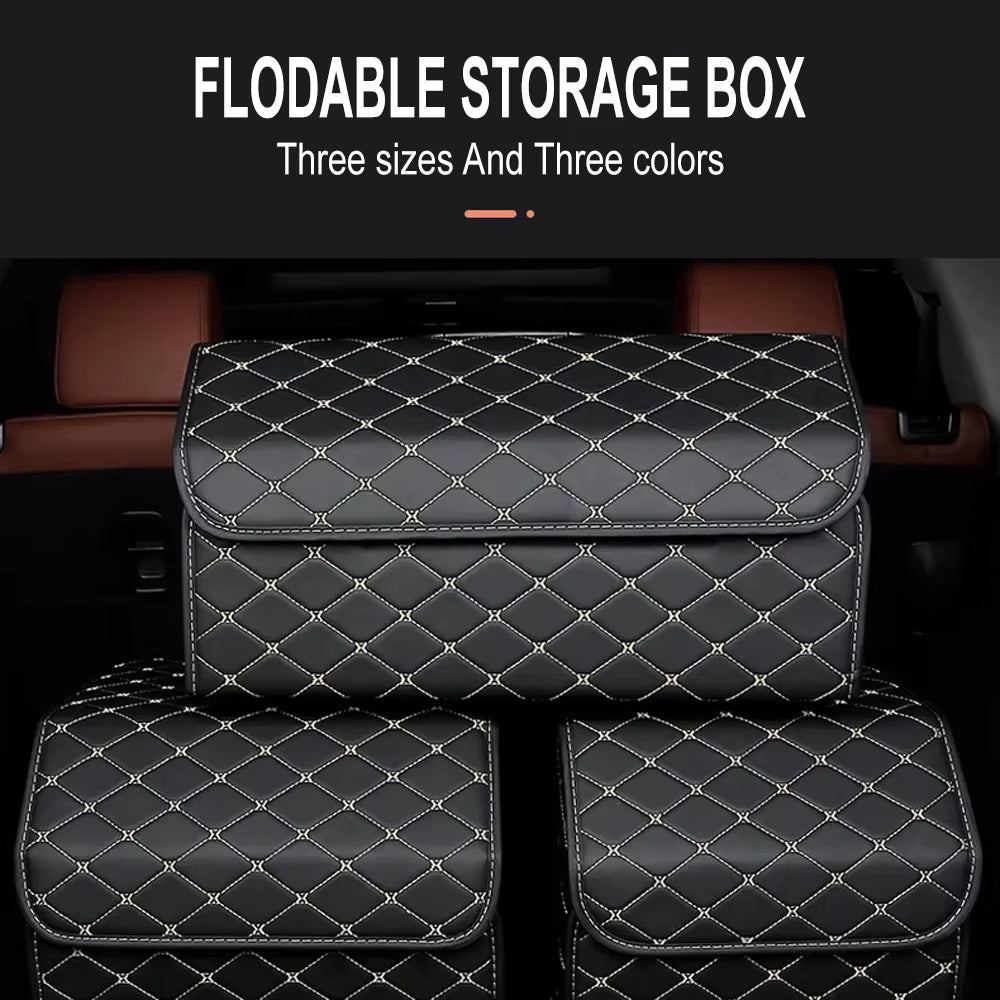 Vanguard Diamond Stitch 55L Leather Car Boot Organiser