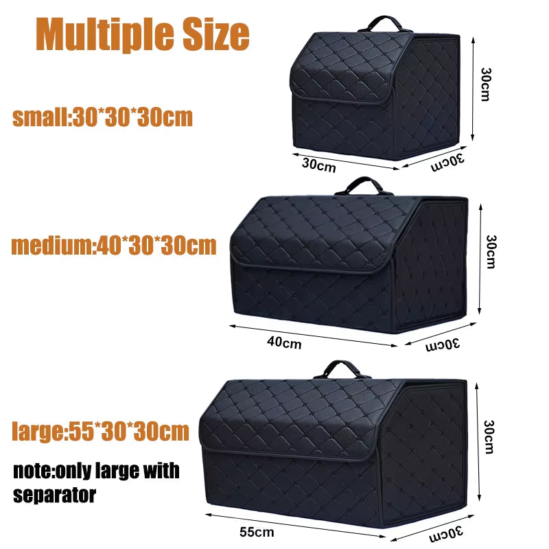 Vanguard Diamond Stitch 55L Leather Car Boot Organiser