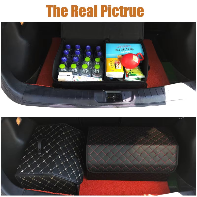 Vanguard Diamond Stitch 55L Leather Car Boot Organiser
